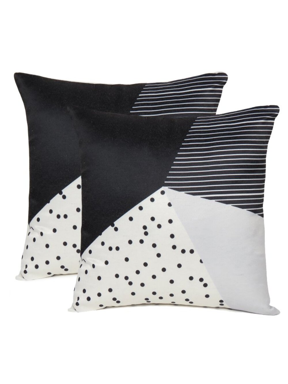 Oussum Bedroom Decorative Pillow Cover Polka dot & Stripe Print Cotton Set of 2